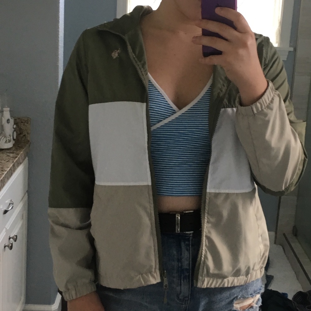 US Polo Assn. green windbreaker.